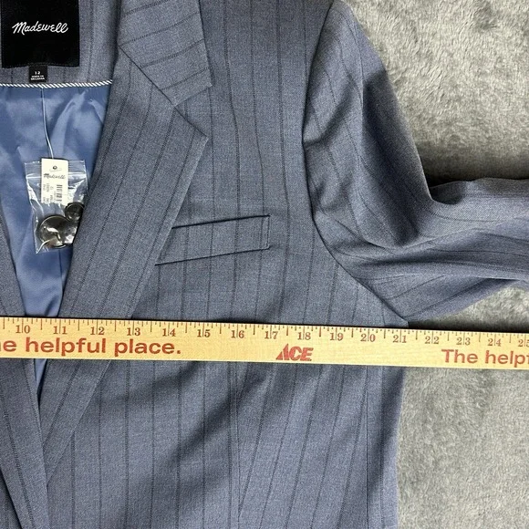 Madewell Alexa Chung Oversized Blazer Women's Size 12 Blue Gray Pinstripe NWT - Picture 5 of 13